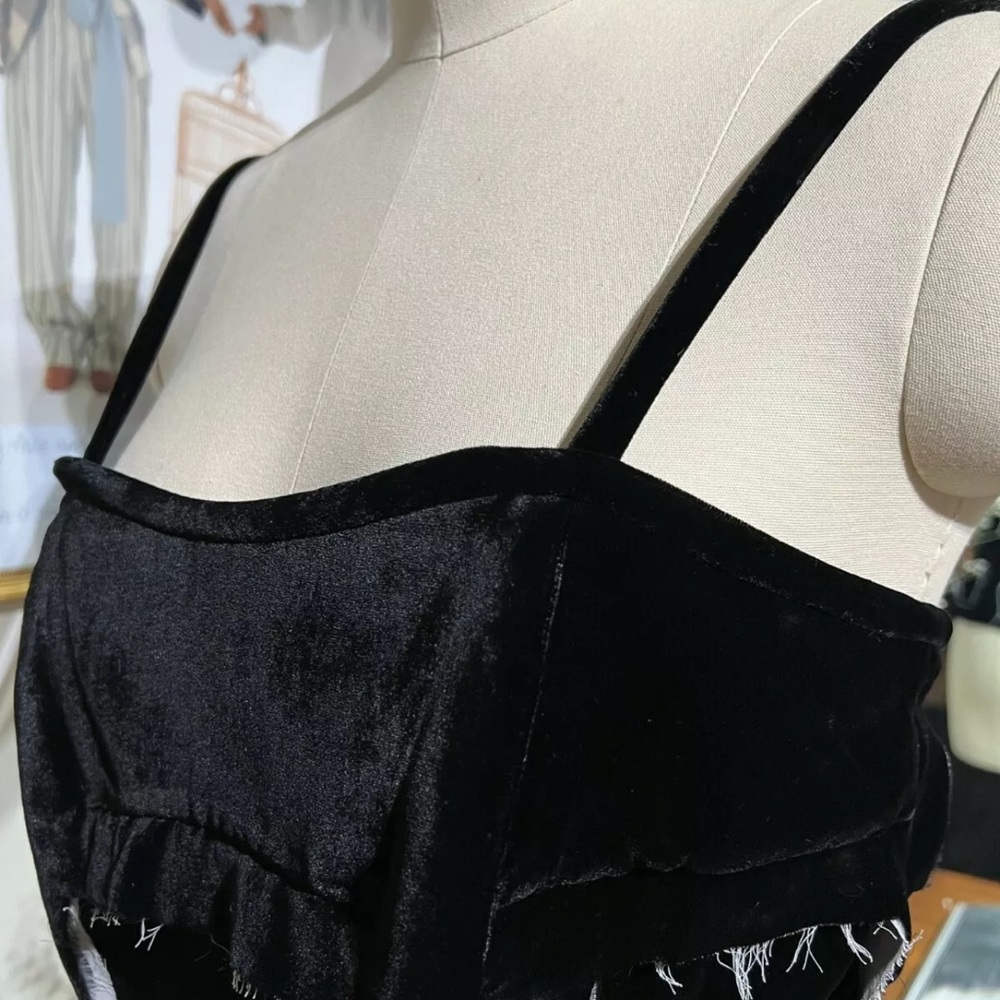 950$ MAISON MARGIELA TOP VELVET BLACK AND WHITE ZIPPER SIZE XS-S 40 IT - Picture 5 of 13